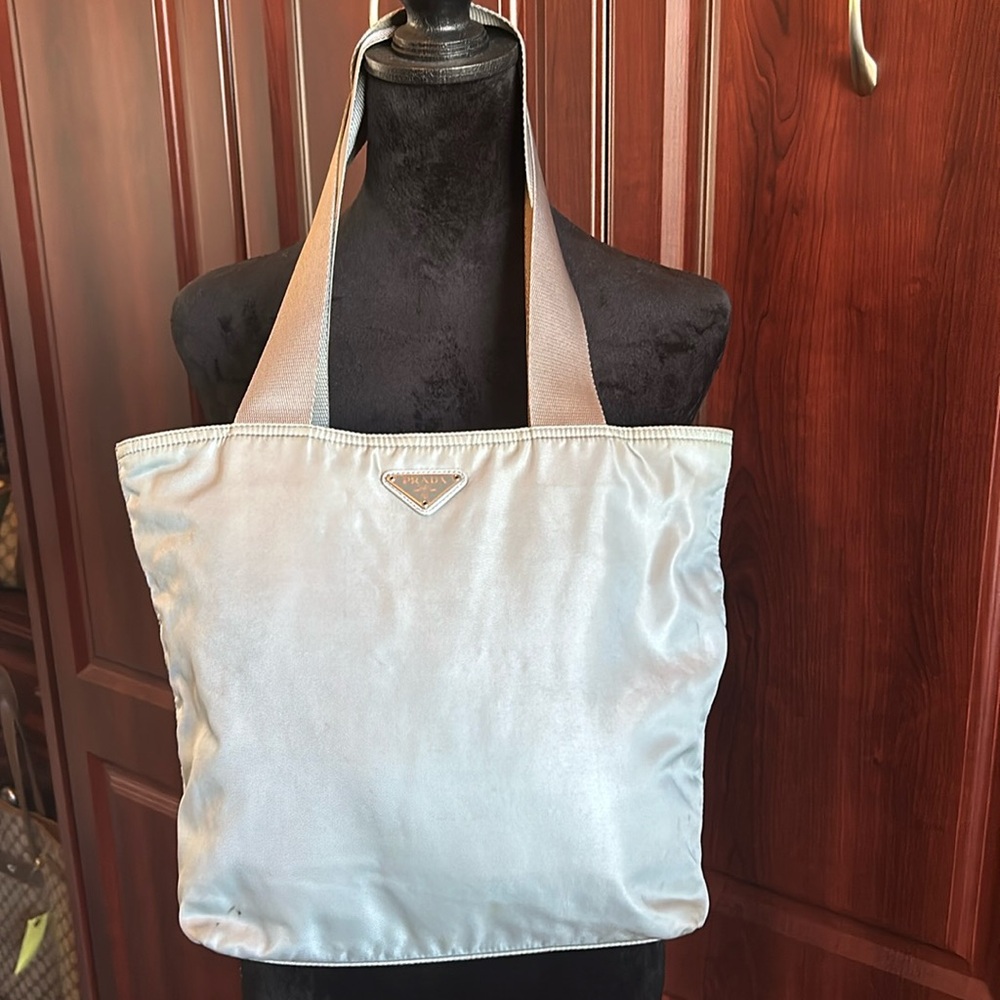 Prada nylon shoulder tote bag.